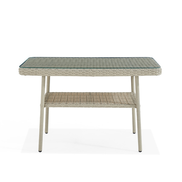 Alaterre Furniture Windham All-Weather Wicker Outdoor 26"H Cocktail Table with Glass Top AWWA04AA